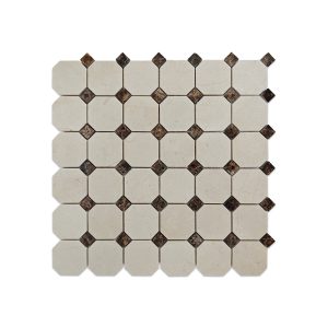 Полированная мраморная мозаика из Крема Марфил и Абсолютно Черного мрамора