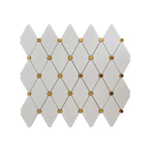 Полированная мраморная мозаика из белого Тасоса с медными вставками