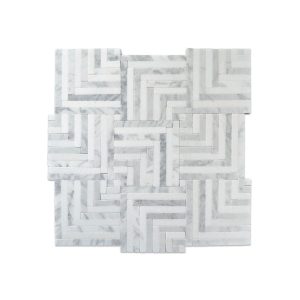 Полированная мраморная мозаика из белого Тасосского и белого Каррарского мрамора