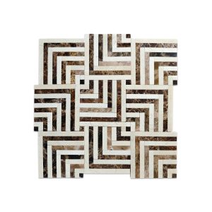 Мраморная мозаика «Крема Марфил & Дарк Эмперадор»