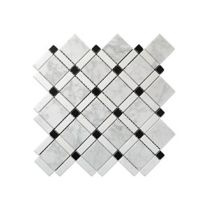 Полированная черно-белая мраморная мозаичная плитка «Сетка»
