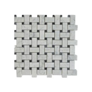 Полированная мраморная мозаичная плитка из белого Каррарского и португальского серого мрамора