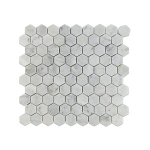 Матированная шестигранная мозаика из белого Каррарского мрамора