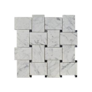 Полированная мраморная мозаика «Плетенка» из белого Каррарского и португальского серого мрамора