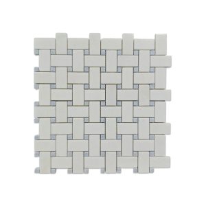 Полированная мозаика из белого Тасосского и голубого Селесте мрамора