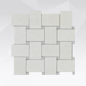 Полированная мраморная мозаика из белого Тасоса и голубого Селесте (Артикул: TW83)​