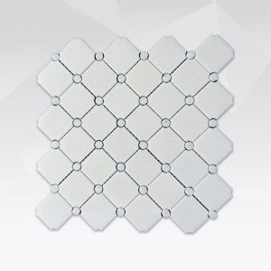 Мраморная мозаичная плитка из белого Тасоса и голубого мрамора «Селесте» (артикул: MU11)