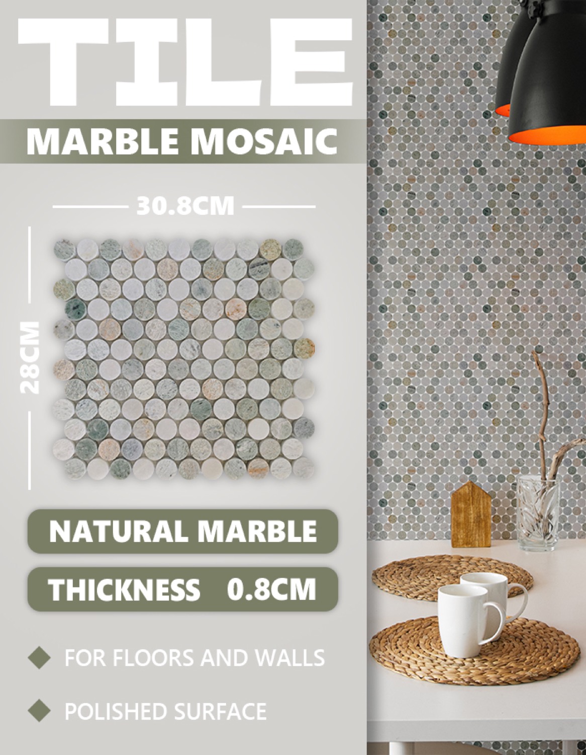MCM11 round stone mosaic product photo
