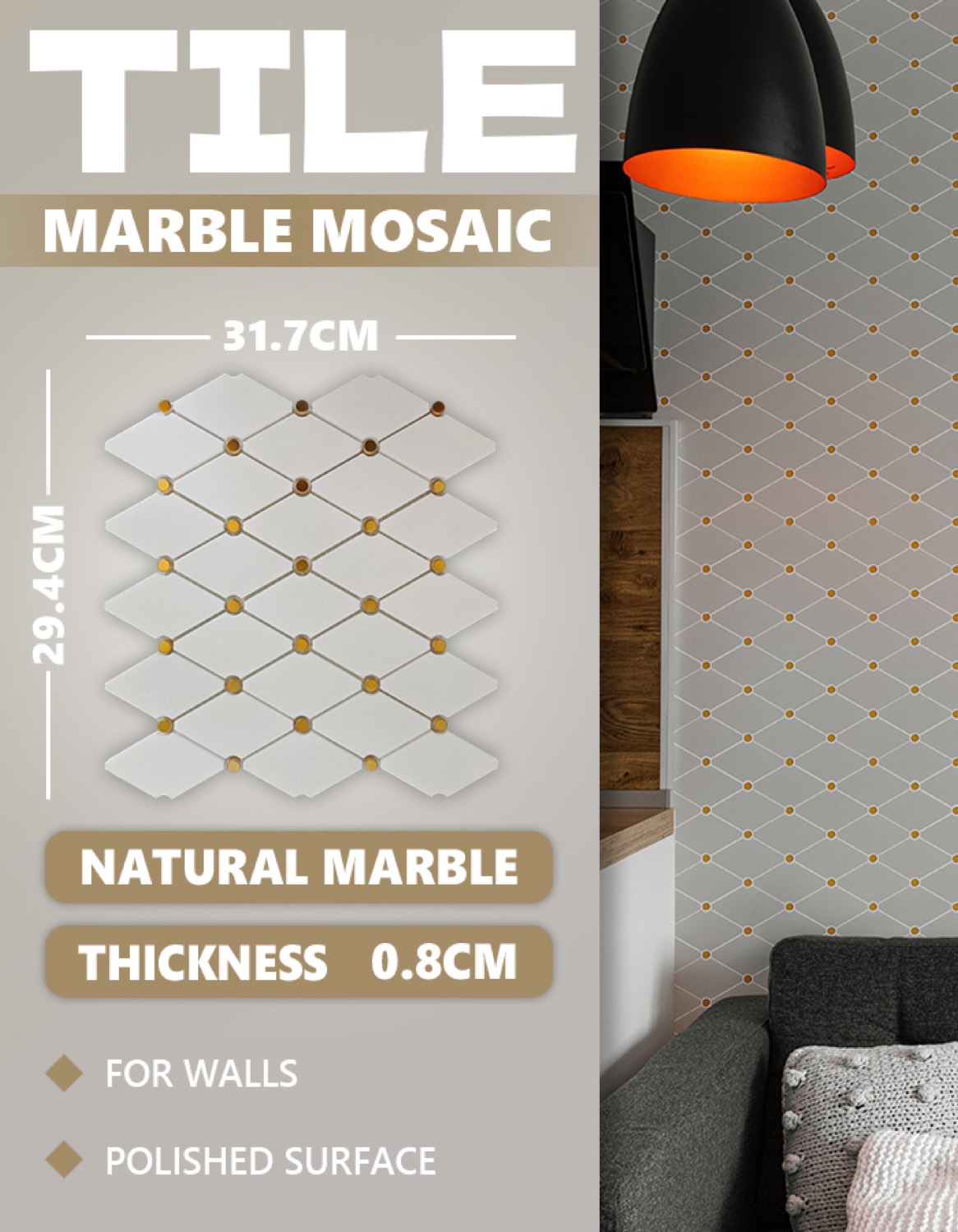 MU5 geometric stone mosaic product photo