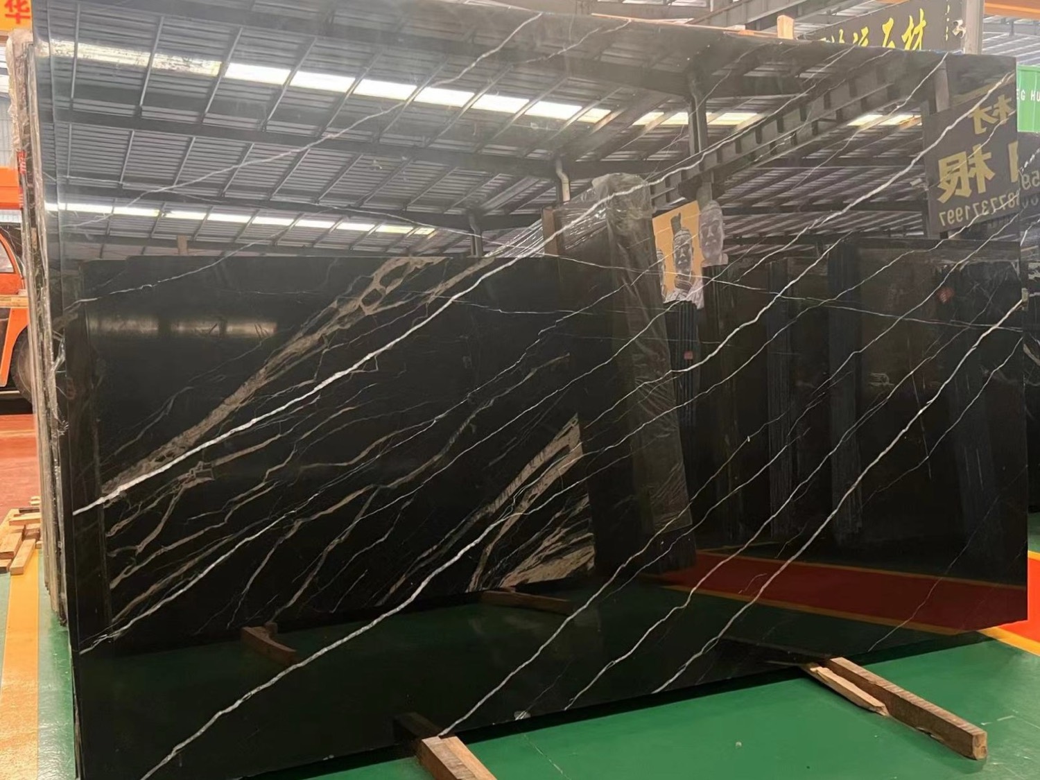 Nero Marquina marble slab